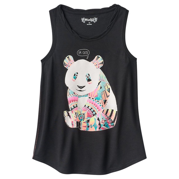 Mudd Other - Black I'm Cute Panda Ruched Tank Top -Girls XXL/16 Mudd Other - Black I'm Cute Panda Ruched Tank Top -Girls XXL/16